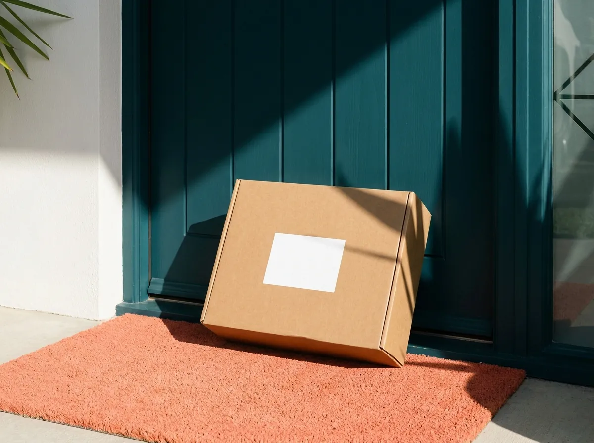 A parcel delivered to a front door